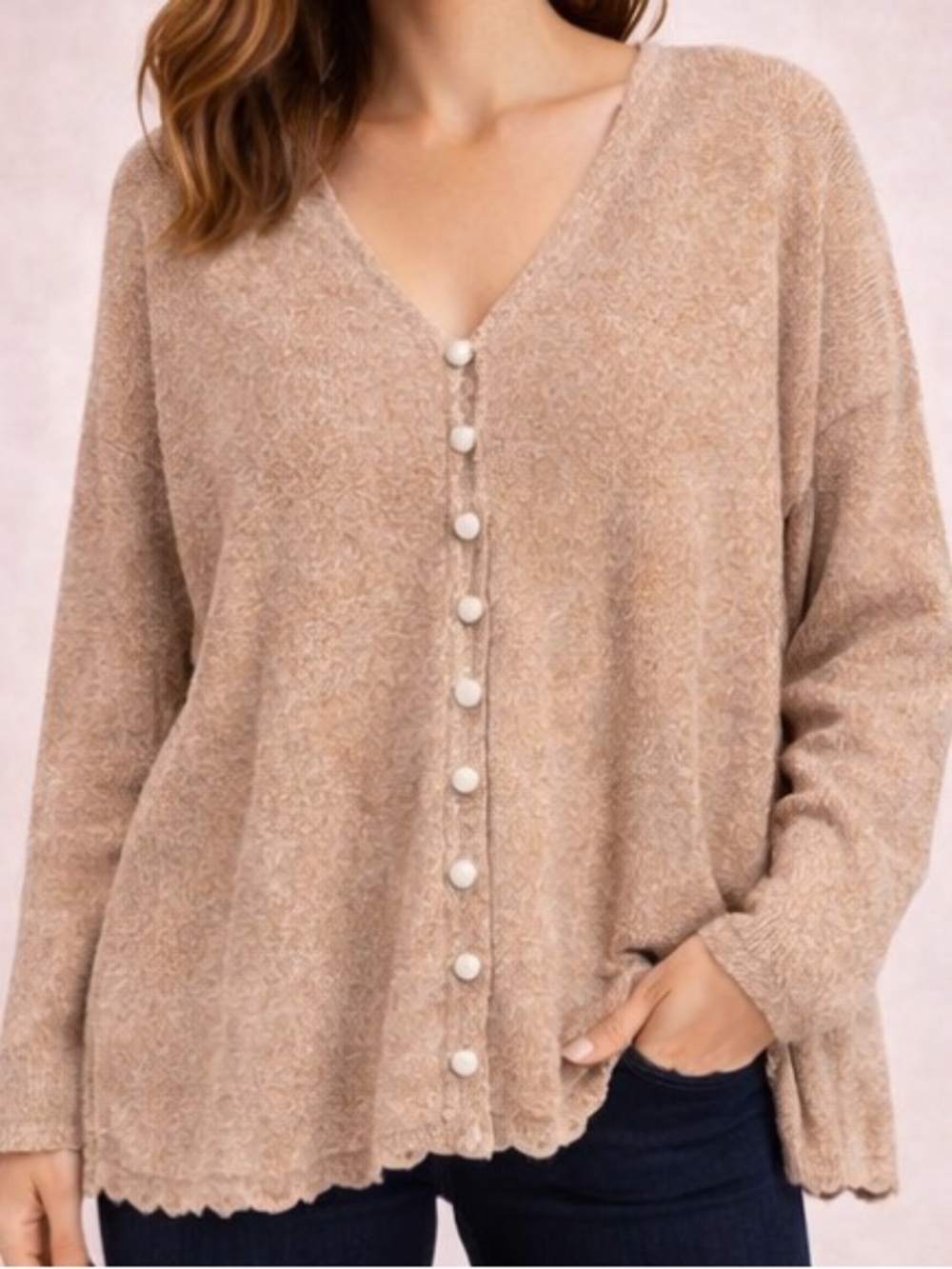 Women’s Plus Size Cardigan Light Brown - Size 4X